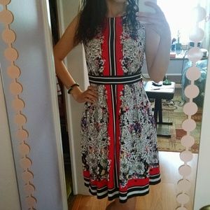 New York & Company Floral Print Fit & Flare Dress